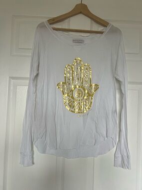 Spiritual gangster white long sleeve top made in USA size small